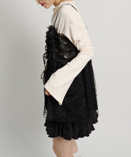 w closet（ダブルクローゼット）の「ドットチュールキャミ（シャツ/ブラウス・レディース・オフホワイト/ブラック・FREE）」の14枚目の写真