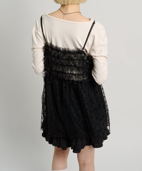 w closet（ダブルクローゼット）の「ドットチュールキャミ（シャツ/ブラウス・レディース・オフホワイト/ブラック・FREE）」の15枚目の写真