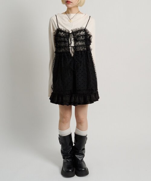 w closet（ダブルクローゼット）の「ドットチュールキャミ（シャツ/ブラウス・レディース・オフホワイト/ブラック・FREE）」の18枚目の写真