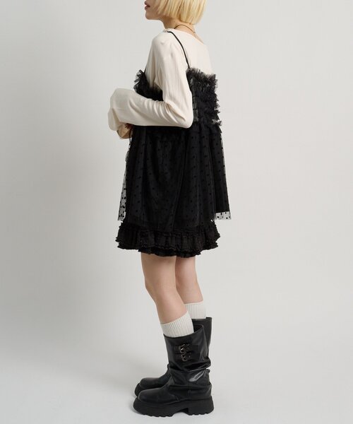 w closet（ダブルクローゼット）の「ドットチュールキャミ（シャツ/ブラウス・レディース・オフホワイト/ブラック・FREE）」の21枚目の写真