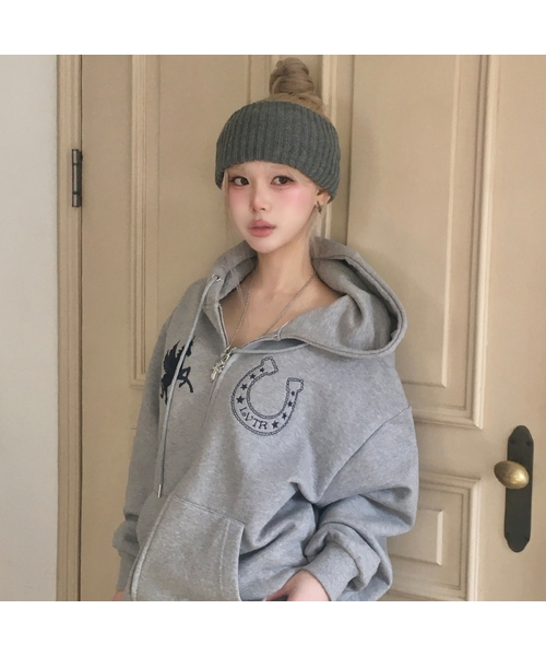 セール】EL UNICORN HOOD ZIP UP(GRAY)（パーカー）｜LUVISTRUE（ラヴ