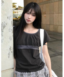 スターパフドスリムフィットTシャツ[チャコール]
