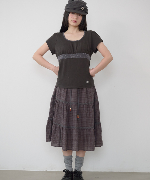 BAUF（バウフ）の「スターパフドスリムフィットTシャツ[チャコール]（Tシャツ/カットソー・レディース・その他・FREE）」の5枚目の写真