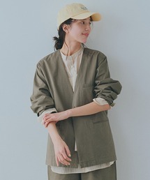 studio CLIP | コットンサテンノーカラージャケット(その他アウター)