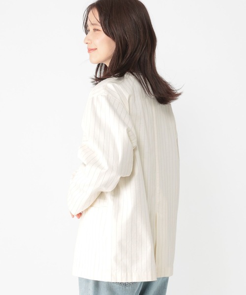 studio CLIP（スタディオクリップ）の「コットンサテンノーカラージャケット（その他アウター・レディース・カーキ/その他1・FREE）」の5枚目の写真