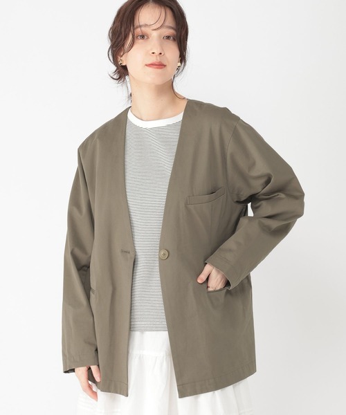 studio CLIP（スタディオクリップ）の「コットンサテンノーカラージャケット（その他アウター・レディース・カーキ/その他1・FREE）」の10枚目の写真