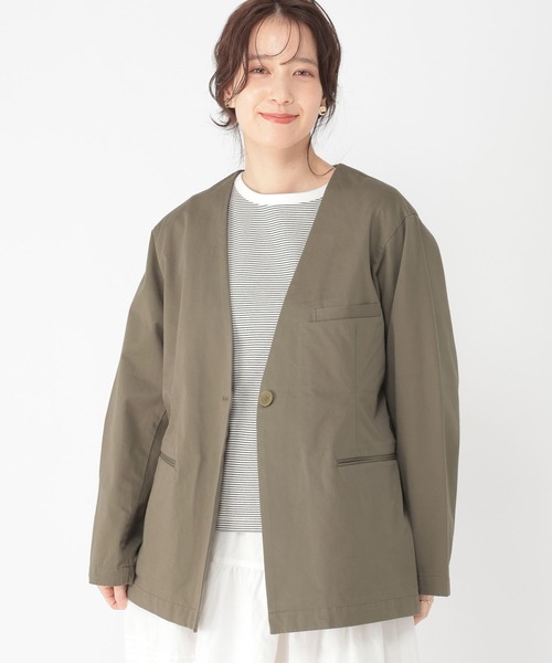 studio CLIP（スタディオクリップ）の「コットンサテンノーカラージャケット（その他アウター・レディース・カーキ/その他1・FREE）」の11枚目の写真