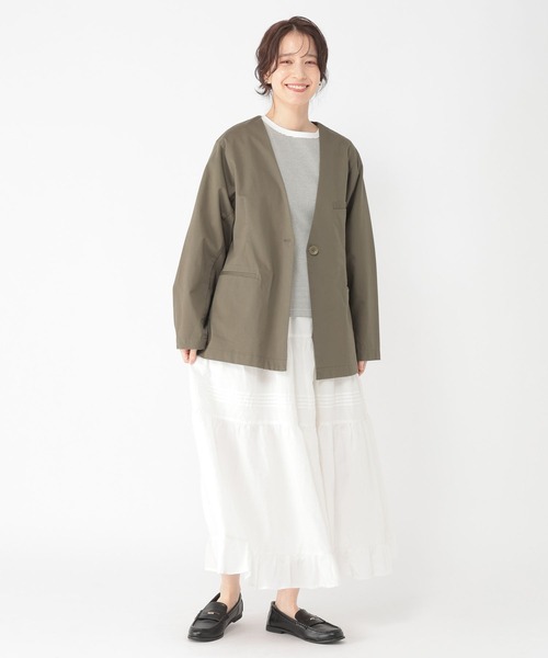 studio CLIP（スタディオクリップ）の「コットンサテンノーカラージャケット（その他アウター・レディース・カーキ/その他1・FREE）」の13枚目の写真