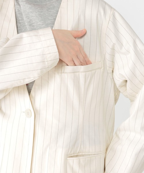 studio CLIP（スタディオクリップ）の「コットンサテンノーカラージャケット（その他アウター・レディース・カーキ/その他1・FREE）」の20枚目の写真