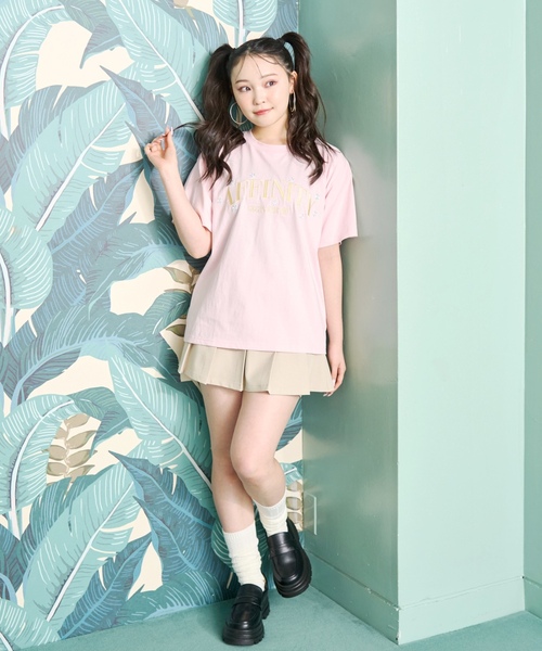 LOVETOXIC（ラブトキシック）の「【秒かわトップス】【GOODPRICE】【綿100%】カレッジフラワー半袖T（Tシャツ/カットソー・キッズ・ネイビー/オフホワイト/イエロー/ピンク・S:140cm/L:160cm/M:150cm/130cm）」の19枚目の写真