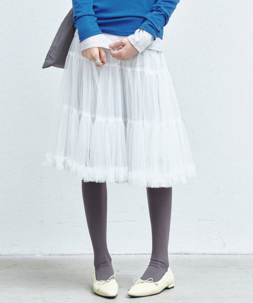 NICK&NICOLE(ニックアンドニコール)の「TULLE VOLUME SKIRT_WHITE(スカート・レディース・その他・FREE)」の2枚目の写真
