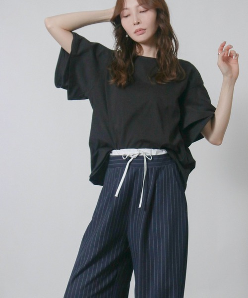 NYLAUS(ナイラス)の「【SG】袖フリル オーバーサイズTシャツ 半袖Tシャツ(Tシャツ/カットソー・レディース・ベージュ/ブラック/アイボリー・M)」の19枚目の写真