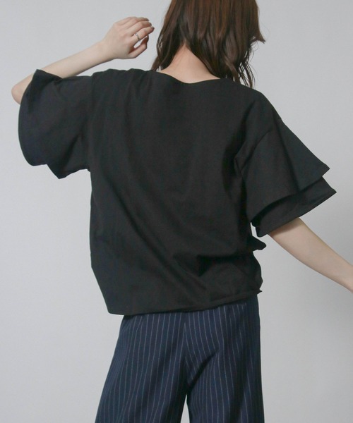 NYLAUS(ナイラス)の「【SG】袖フリル オーバーサイズTシャツ 半袖Tシャツ(Tシャツ/カットソー・レディース・ベージュ/ブラック/アイボリー・M)」の21枚目の写真