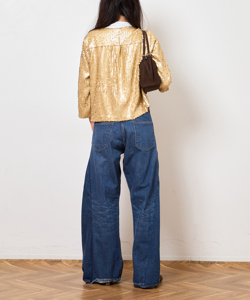 Bonum(ボナム)の「ワイドベルボトム5ポケットパンツ:デニムパンツ(デニムパンツ・レディース・ネイビー・26/28)」の16枚目の写真