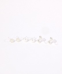 ハートパールリボンノンホールピアス6点セット / 656234