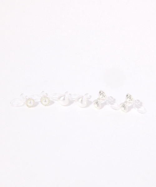 LAKOLE(ラコレ)の「ハートパールリボンノンホールピアス6点セット / 656234(イヤリング・レディース・その他1/その他2・FREE)」の2枚目の写真