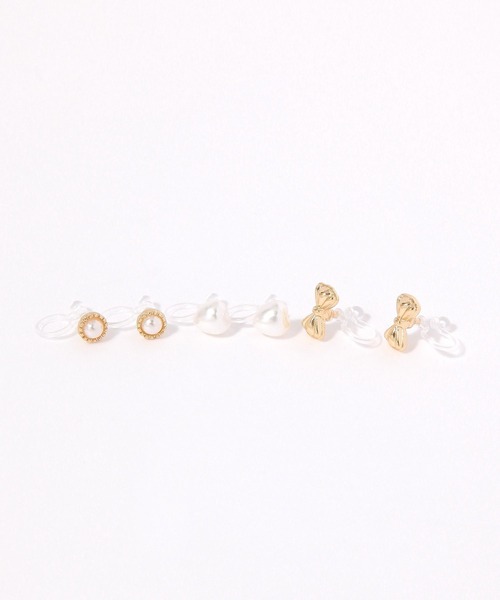 LAKOLE(ラコレ)の「ハートパールリボンノンホールピアス6点セット / 656234(イヤリング・レディース・その他1/その他2・FREE)」の1枚目の写真