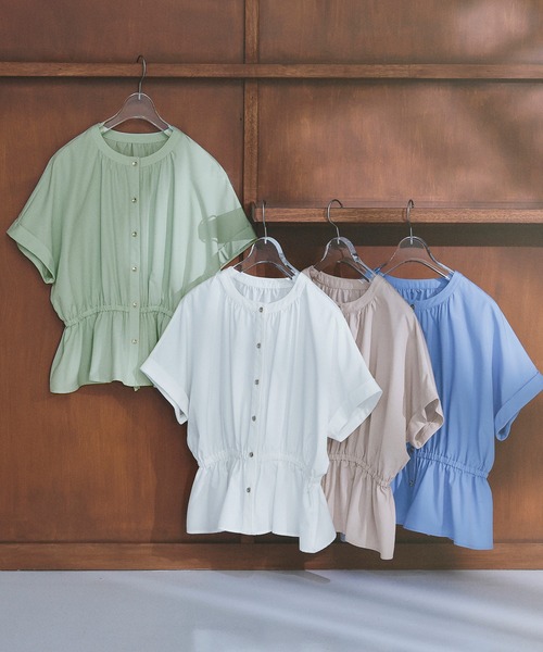 NATURAL BEAUTY BASIC（ナチュラルビューティーベーシック）の「【ちょうど、いい服】きゅっとふわっと。全部盛りブラウス（シャツ/ブラウス・レディース・ベージュ/ミント/オフホワイト/ブルー・FREE）」の3枚目の写真
