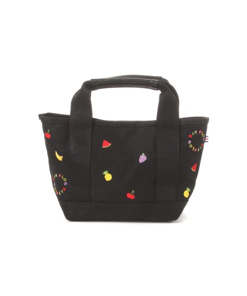 BAYFLOW（ベイフロー）の「[サブバッグやランチバッグに]フルーツ刺繍ロゴトートS（トートバッグ・レディース・ブラック/ナチュラル・FREE）」の16枚目の写真