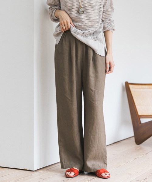 URBAN RESEARCH DOORS(アーバンリサーチドアーズ)の「リネンイージーパンツ(その他パンツ・レディース・モカ/ナチュラル/グリーン/ブラック・MEDIUM/SMALL)」の3枚目の写真