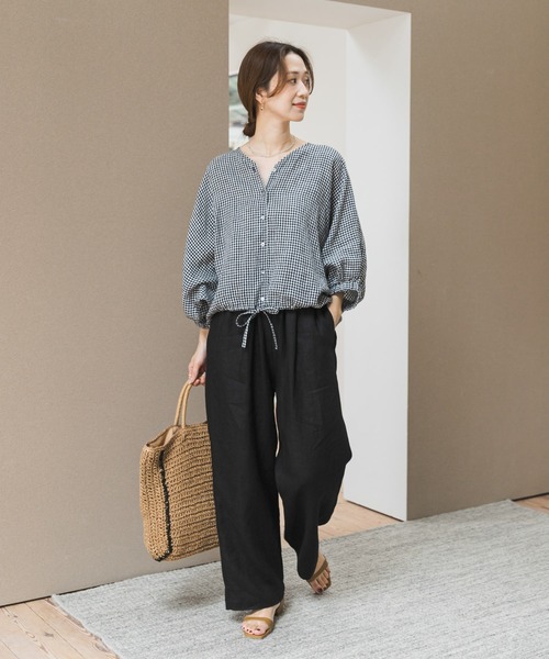 URBAN RESEARCH DOORS(アーバンリサーチドアーズ)の「リネンイージーパンツ(その他パンツ・レディース・モカ/ナチュラル/グリーン/ブラック・MEDIUM/SMALL)」の9枚目の写真