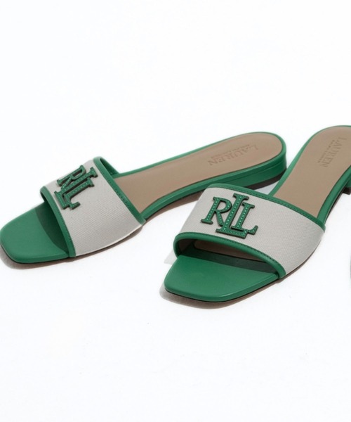 LAUREN RALPH LAUREN(ローレン ラルフ ローレン)の「ローレン ラルフ ローレン EVERLEY SANDALS エバリー サンダル(サンダル・レディース・ホワイト×ブラック/ホワイト×グリーン/ホワイト×ブラウン・65/70/75/60/55)」の2枚目の写真