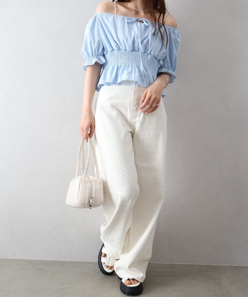 SpRay(スプレイ)の「トレンド感◎スタッズデザインバレルパンツ(その他パンツ・レディース・ベージュ/ホワイト・SMALL/MEDIUM)」の5枚目の写真