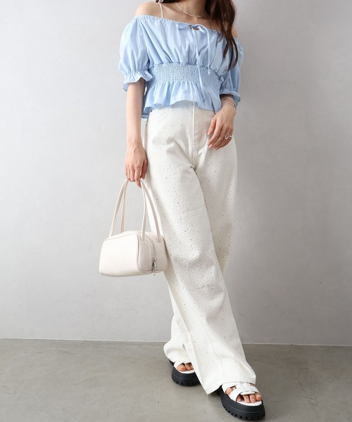 SpRay(スプレイ)の「トレンド感◎スタッズデザインバレルパンツ(その他パンツ・レディース・ベージュ/ホワイト・SMALL/MEDIUM)」の6枚目の写真