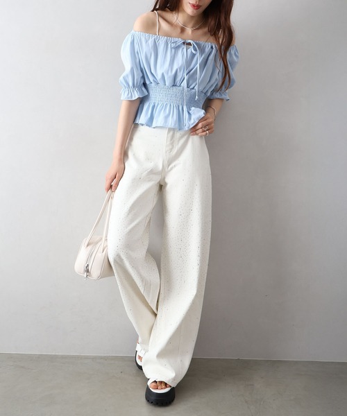 SpRay(スプレイ)の「トレンド感◎スタッズデザインバレルパンツ(その他パンツ・レディース・ベージュ/ホワイト・SMALL/MEDIUM)」の7枚目の写真