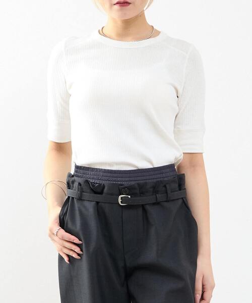 ランダムリブ5分袖Tシャツ