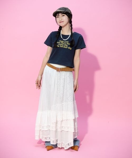 JEANASIS（ジーナシス）の「【みさみさ企画・選べる着丈】アソートロゴプリント TEE/664277（Tシャツ/カットソー・レディース・レッド/ホワイト/ネイビー・MEDIUM/SMALL）」の18枚目の写真