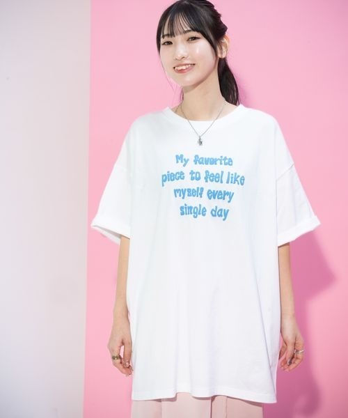 JEANASIS（ジーナシス）の「【みさみさ企画・選べる着丈】アソートロゴプリント TEE/664277（Tシャツ/カットソー・レディース・レッド/ホワイト/ネイビー・MEDIUM/SMALL）」の9枚目の写真