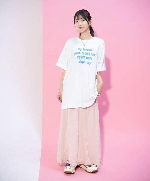 JEANASIS（ジーナシス）の「【みさみさ企画・選べる着丈】アソートロゴプリント TEE/664277（Tシャツ/カットソー・レディース・レッド/ホワイト/ネイビー・MEDIUM/SMALL）」の8枚目の写真