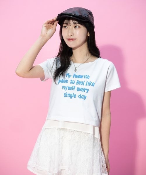 JEANASIS（ジーナシス）の「【みさみさ企画・選べる着丈】アソートロゴプリント TEE/664277（Tシャツ/カットソー・レディース・レッド/ホワイト/ネイビー・MEDIUM/SMALL）」の5枚目の写真