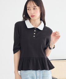 ダブル衿ペプラムプルオーバー