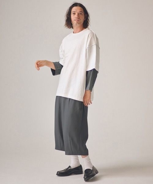 ADAM PATEK(アダムパテック)の「ADAMPATEK/twill cropped wide easy trousers/ドライツイルクロップドワイドイージーパンツ(その他パンツ・メンズ・ブラック/グレー・1/2)」の21枚目の写真