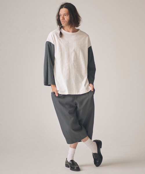 ADAM PATEK(アダムパテック)の「ADAMPATEK/twill cropped wide easy trousers/ドライツイルクロップドワイドイージーパンツ(その他パンツ・メンズ・ブラック/グレー・1/2)」の8枚目の写真