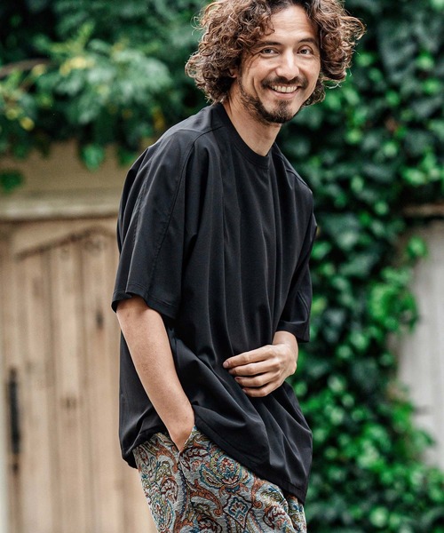 CAMBIO（カンビオ）の「mt10484- 2 way Stretch Mini Ripstop Short Sleeve Cut sew Tシャツ(S69326cmb)（Tシャツ/カットソー・メンズ・ブラック/ライトグレー・L/M/S）」の5枚目の写真
