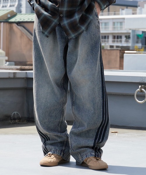 adidas トレフォイル ライン入りデニムパンツ ストリート adidas/アディダス Adilenium adidas Originals シーズン 5