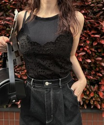 WILLFULLY（ウィルフリー）の「back lace up scalloped lace bustier（キャミソール）」