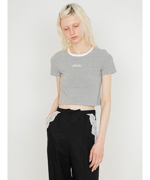 SORIN(ソリン )の「Embroidered Mini T-shirt/エンブロイダード ミニTシャツ(Tシャツ/カットソー・レディース・グレー/ライトピンク/ブラック/ホワイト・38)」の15枚目の写真