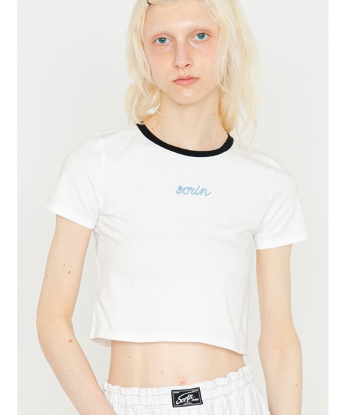 SORIN(ソリン )の「Embroidered Mini T-shirt/エンブロイダード ミニTシャツ(Tシャツ/カットソー・レディース・グレー/ライトピンク/ブラック/ホワイト・38)」の1枚目の写真