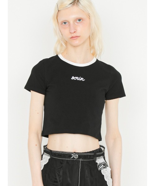 SORIN(ソリン )の「Embroidered Mini T-shirt/エンブロイダード ミニTシャツ(Tシャツ/カットソー・レディース・グレー/ライトピンク/ブラック/ホワイト・38)」の2枚目の写真