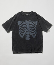 ボーンプリント パウダーブリーチ クルーネックTシャツ