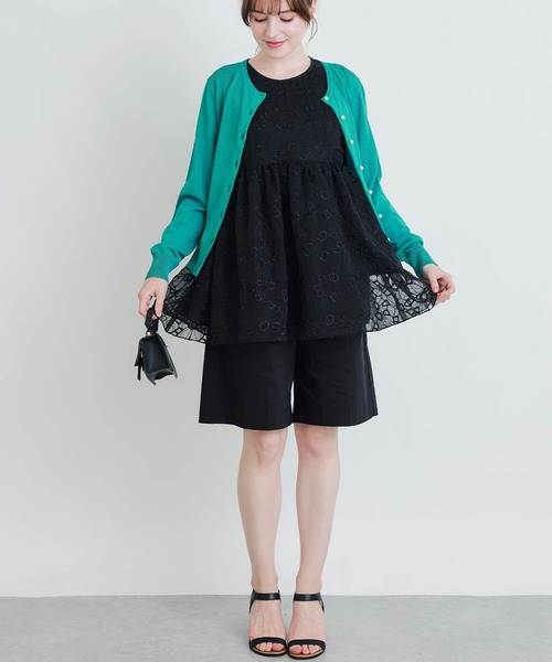 PICCIN PERLA(ピッチンペルラ)の「接触冷感UVカットパールボタンシアーカーディガン(カーディガン/ボレロ・レディース・オフホワイト/ブラック/エメラルド/チェリーピンク/ブルー・M)」の22枚目の写真