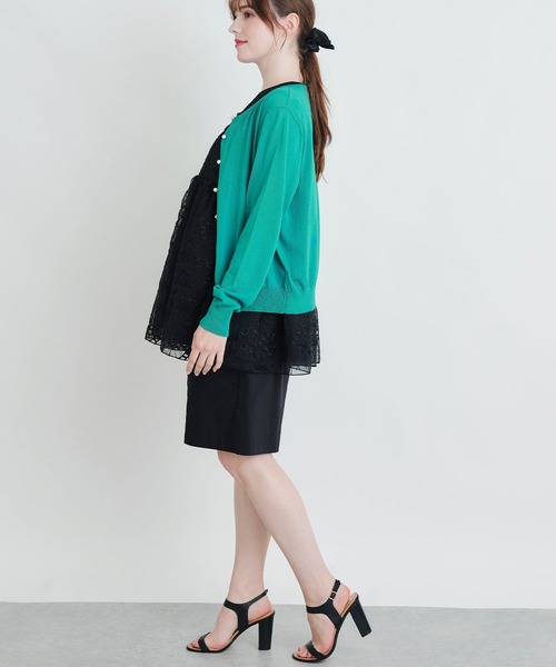 PICCIN PERLA(ピッチンペルラ)の「接触冷感UVカットパールボタンシアーカーディガン(カーディガン/ボレロ・レディース・オフホワイト/ブラック/エメラルド/チェリーピンク/ブルー・M)」の22枚目の写真
