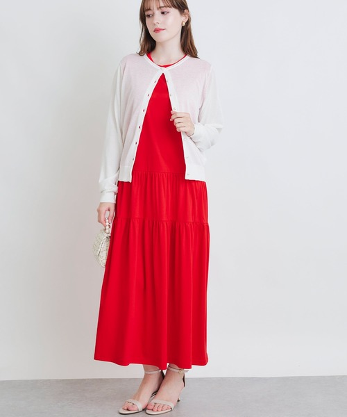 PICCIN PERLA(ピッチンペルラ)の「接触冷感UVカットパールボタンシアーカーディガン(カーディガン/ボレロ・レディース・オフホワイト/ブラック/エメラルド/チェリーピンク/ブルー・M)」の12枚目の写真
