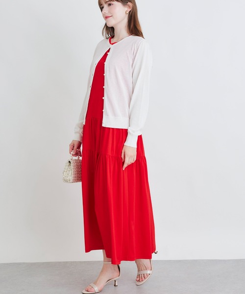 PICCIN PERLA(ピッチンペルラ)の「接触冷感UVカットパールボタンシアーカーディガン(カーディガン/ボレロ・レディース・オフホワイト/ブラック/エメラルド/チェリーピンク/ブルー・M)」の13枚目の写真