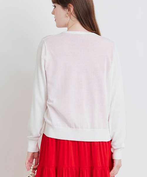 PICCIN PERLA(ピッチンペルラ)の「接触冷感UVカットパールボタンシアーカーディガン(カーディガン/ボレロ・レディース・オフホワイト/ブラック/エメラルド/チェリーピンク/ブルー・M)」の10枚目の写真