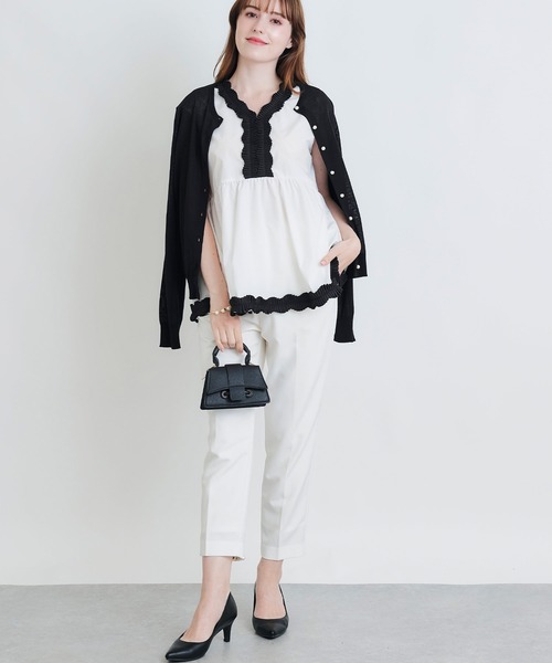 PICCIN PERLA(ピッチンペルラ)の「接触冷感UVカットパールボタンシアーカーディガン(カーディガン/ボレロ・レディース・オフホワイト/ブラック/エメラルド/チェリーピンク/ブルー・M)」の17枚目の写真